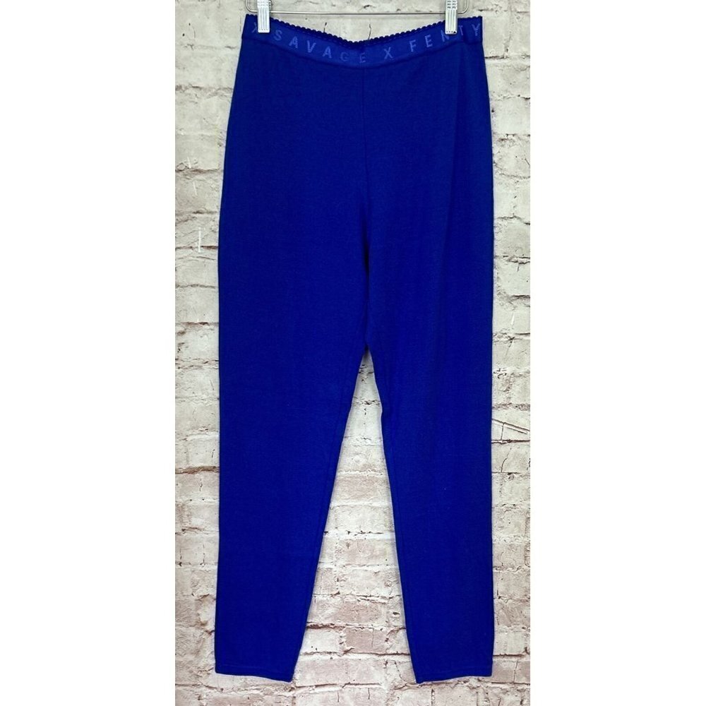 SAVAGE Fenty Pointelle Sleep Pant Dreamy Blue 100% Cotton Knit Size Small NEW